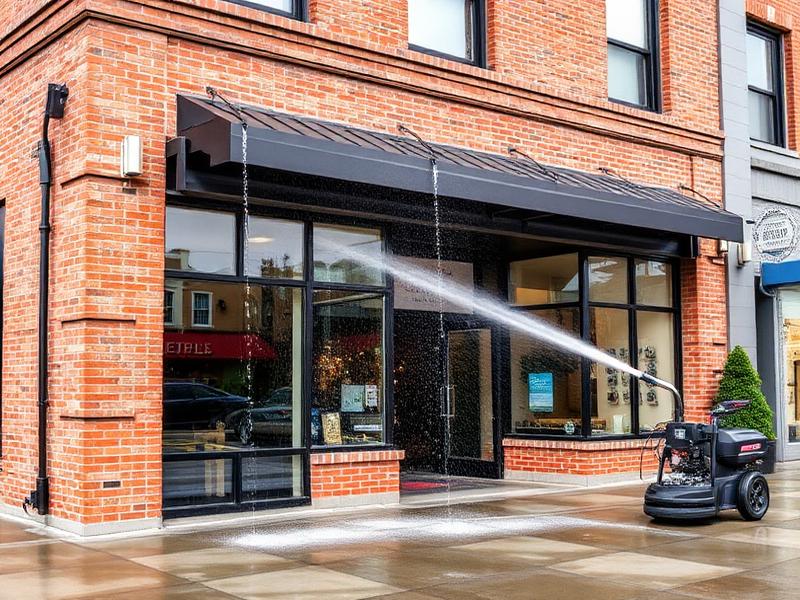 Commercial power washing for a Tulsa business exterior by OK Best Power Washing